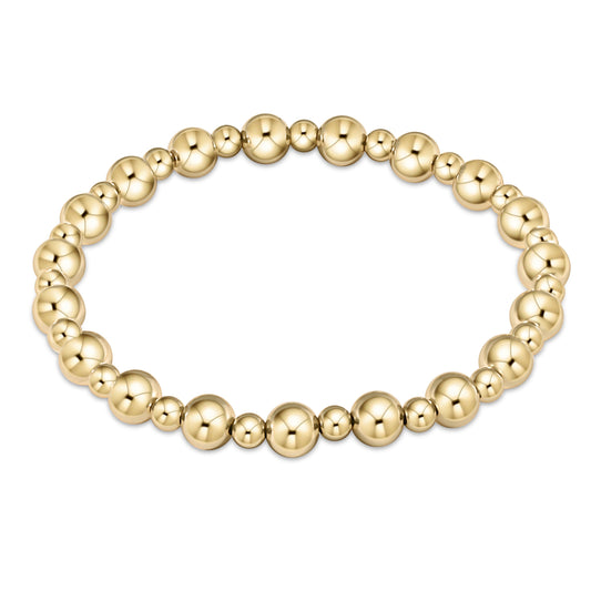 Classic Grateful Pattern 6MM Bead Bracelet, Gold