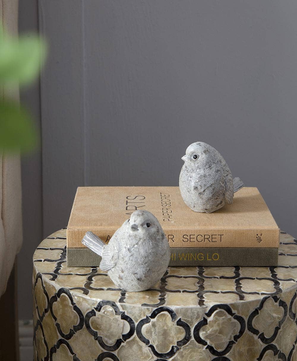 Resin Sparkly Snow Bird, Set of 4