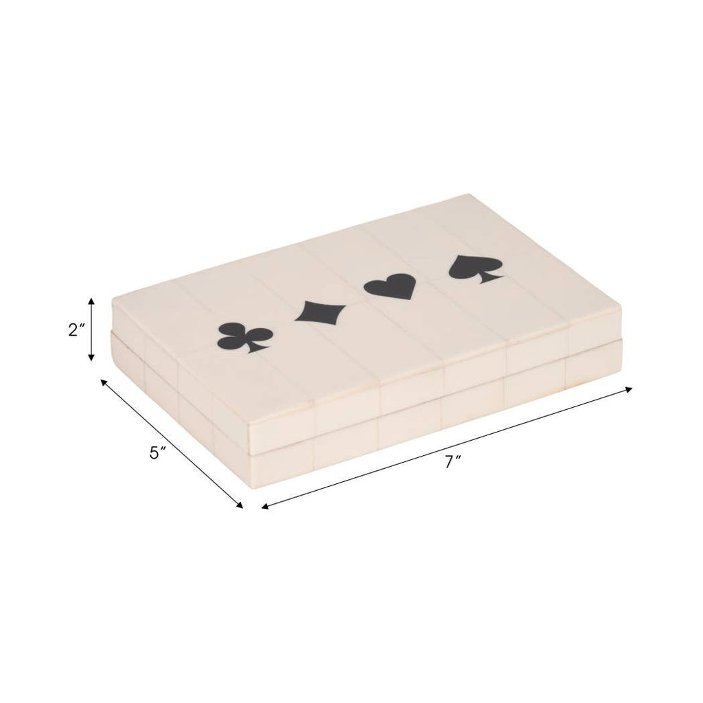 Table Game - White/Black Wood Casual Cards & Dice Box, 7 in.