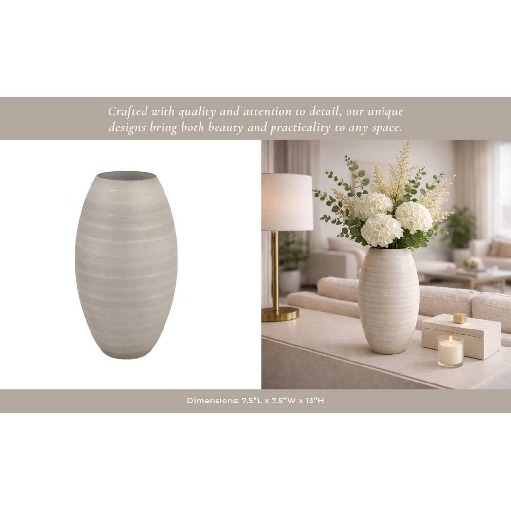 Rustic Gray Etched Glass Decorative Vase