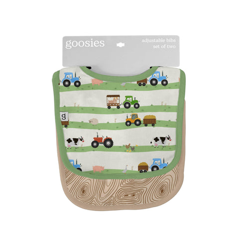 Goosies Bib Set of 2, Farm Stripes