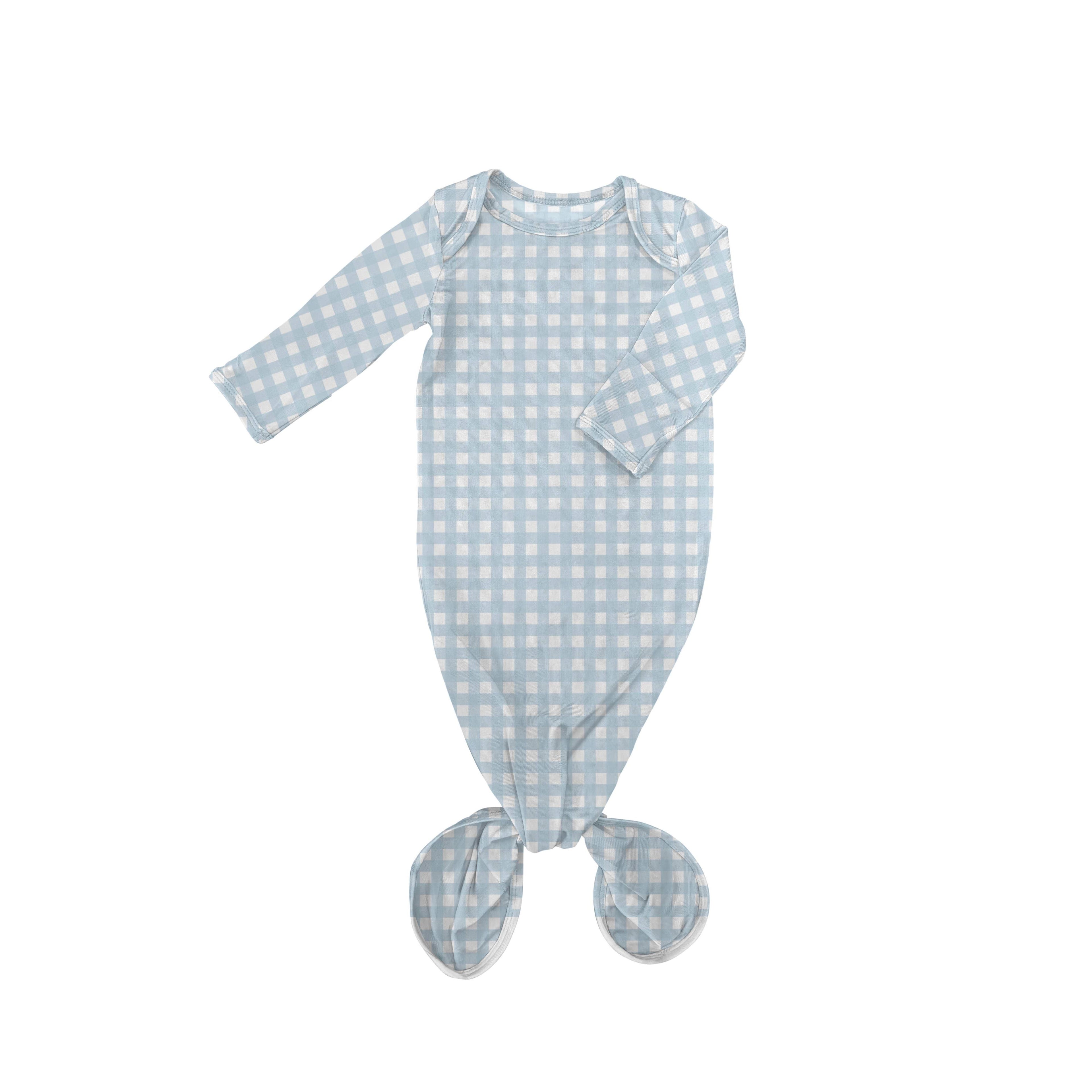 Knotted Infant Gown, Blue Gingham | Baby Shower Kate Rustin