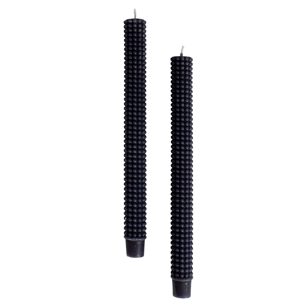 Unscented Navy Hobnail Taper Candles, Set of 2