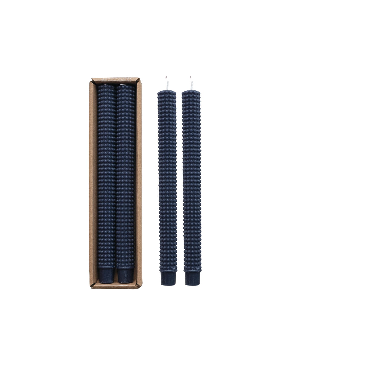 Unscented Navy Hobnail Taper Candles, Set of 2 | Bridal Shower Kaitlyn Woodman & Trace Clark