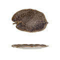 Stoneware Leaf Shaped Plate, Reactive Glaze, Brown (Each One Will Vary)