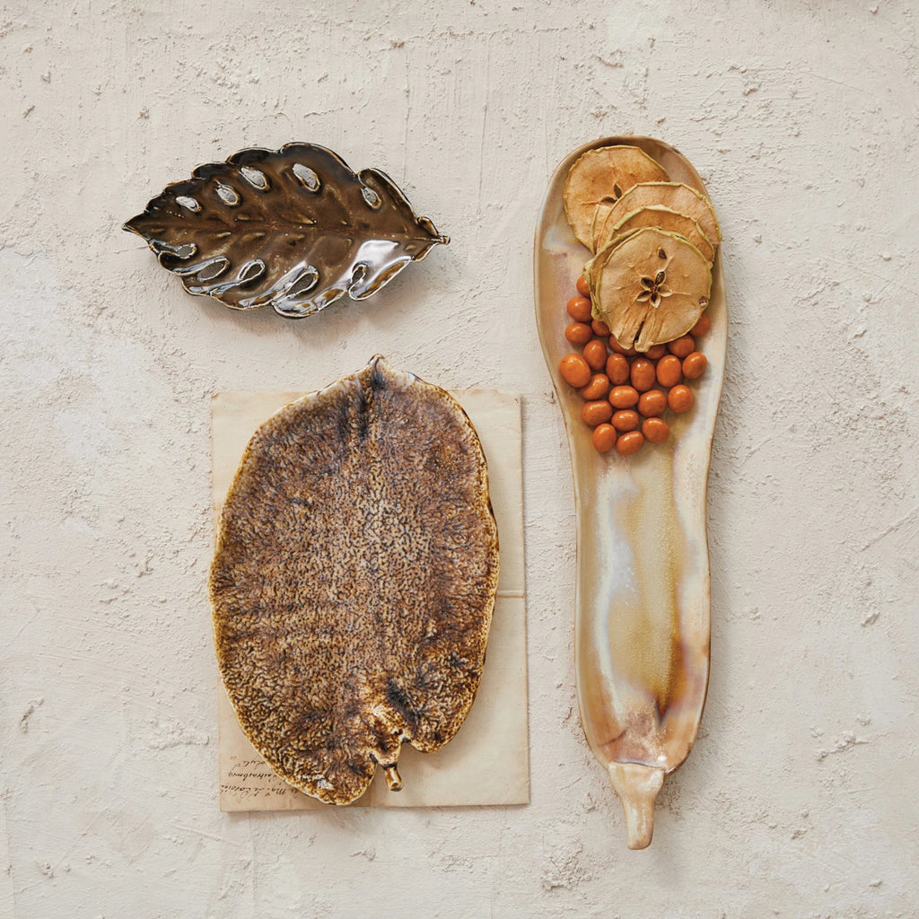 Stoneware Leaf Shaped Plate