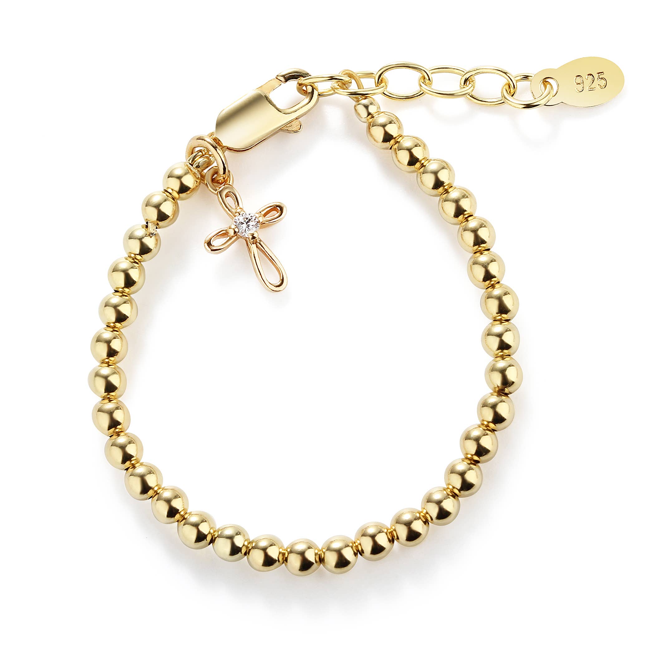 Cherished Moments Lenox, 14K Gold-Plated Cross Bracelet Baby Girl Baptism Gift