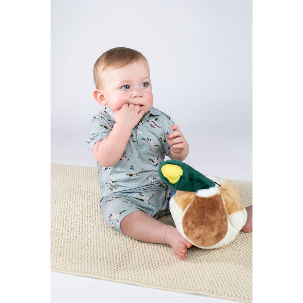 Short Sleeve Polo Romper, Mallards