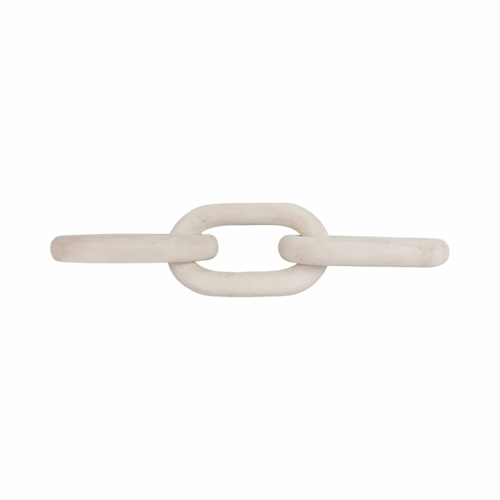 Sculpture - White Wood Interlocking 3-Chain Link, 28 in.