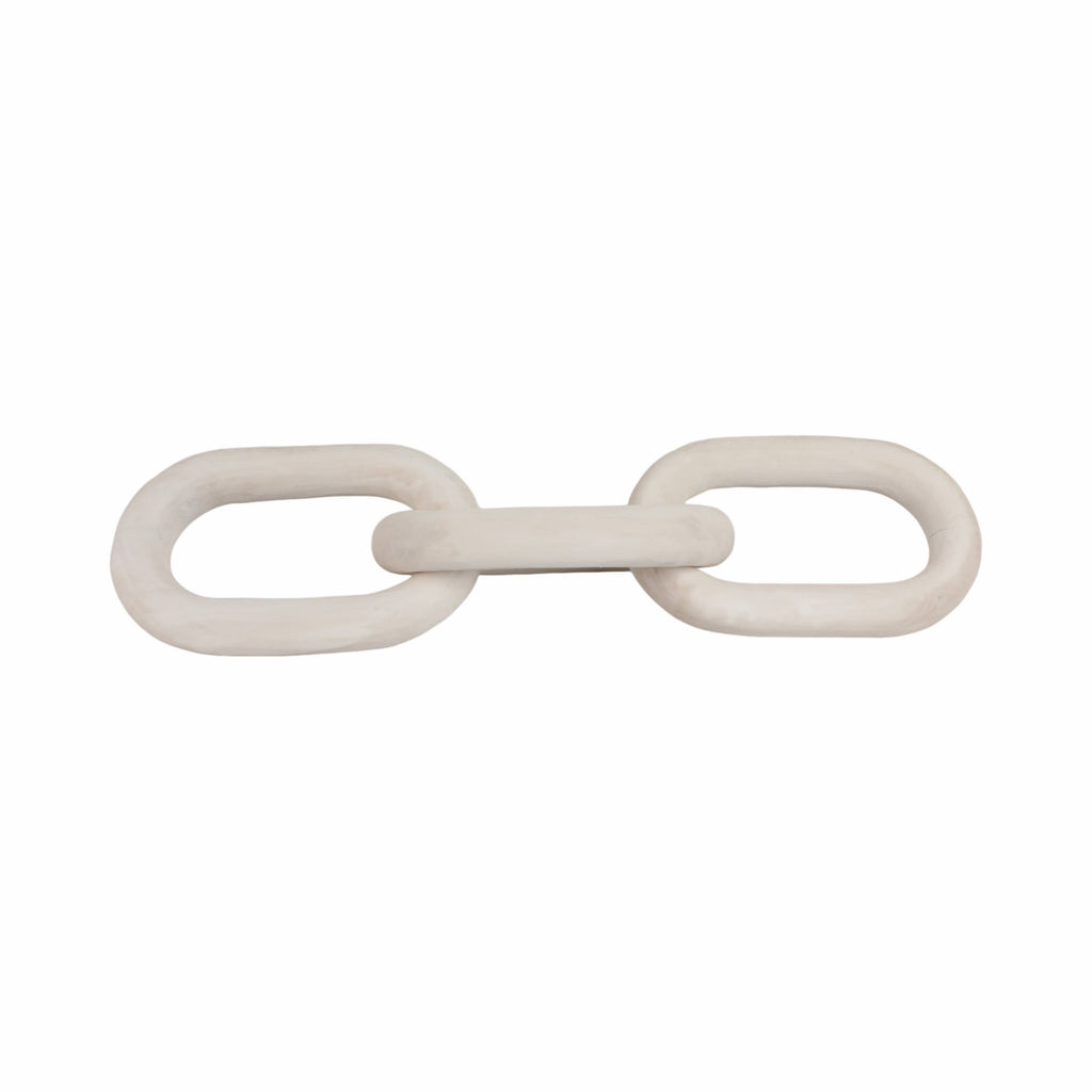 Sculpture - White Wood Interlocking 3-Chain Link, 28 in.