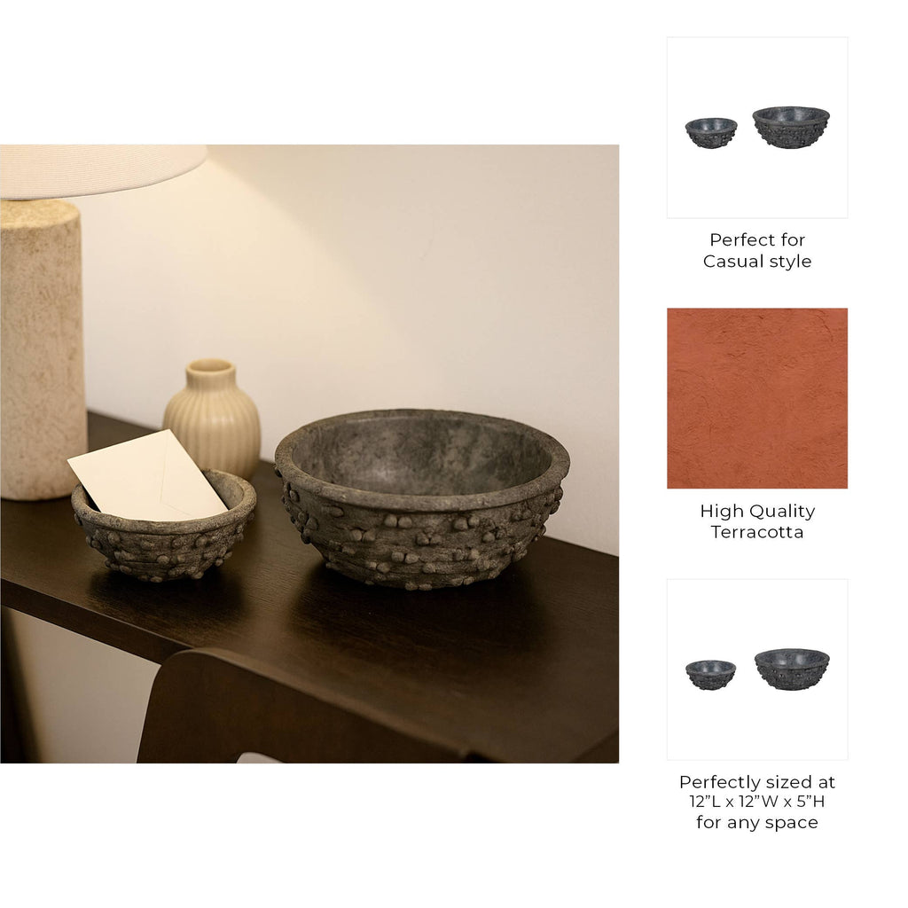 Black Terracotta Knobby Knot Bowls, 2 sizes