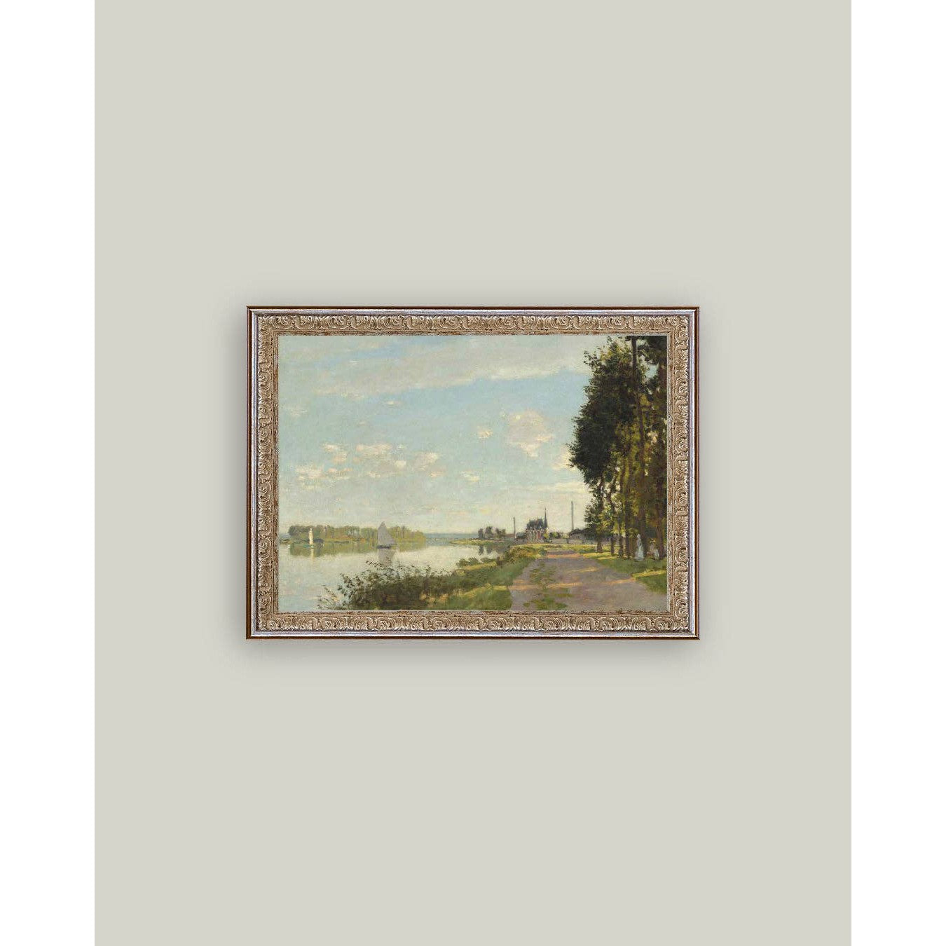 Riverside Walk Framed Antique Art