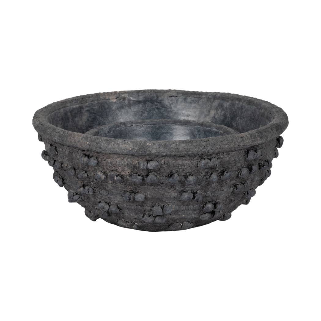 Black Terracotta Knobby Knot Bowls, 2 sizes