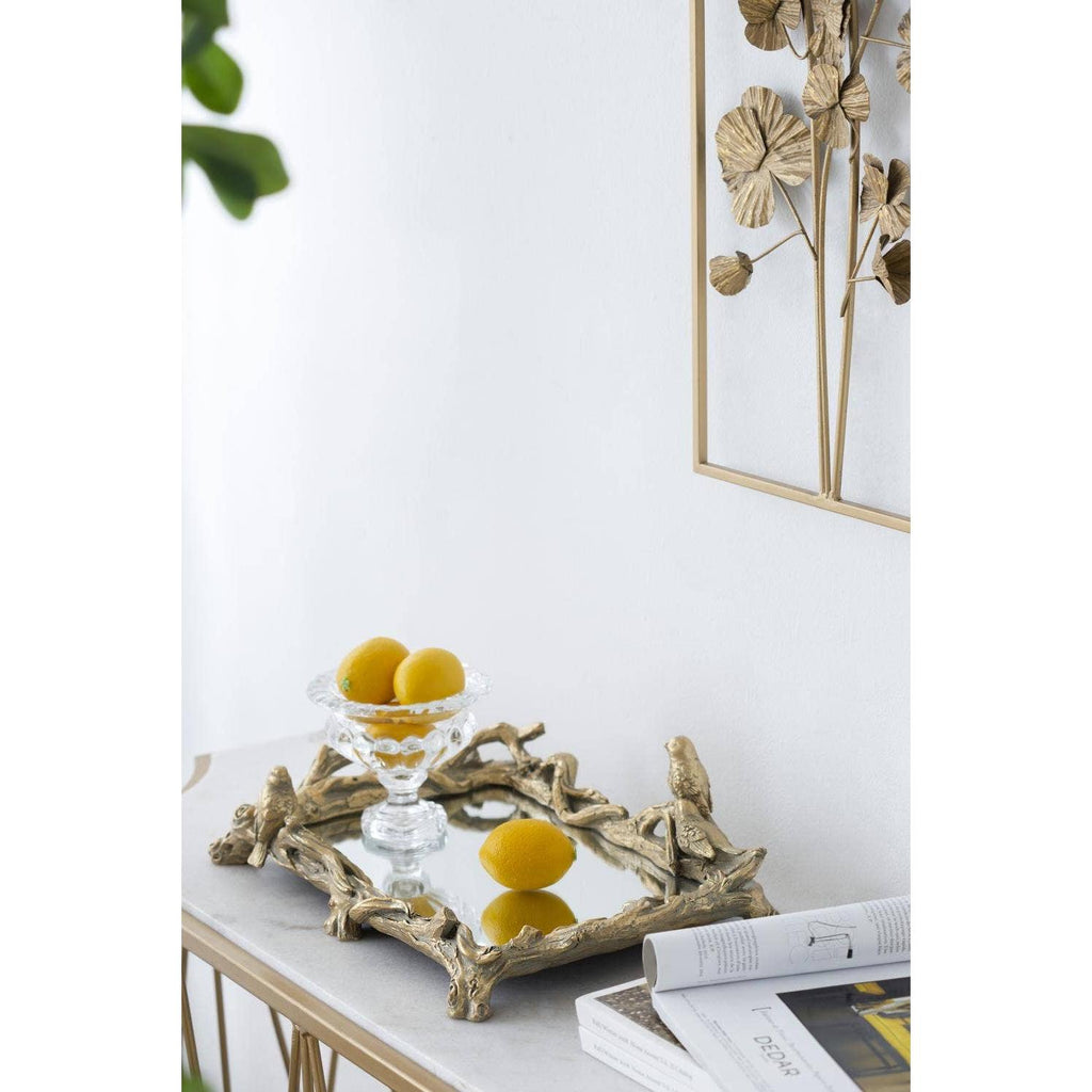Birdsong Gold Mirrored Tray