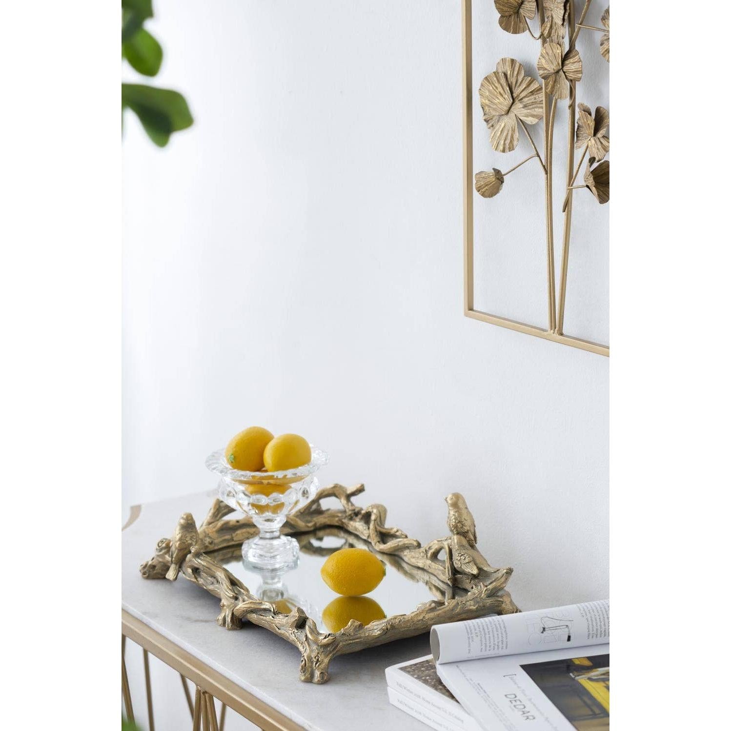 Birdsong Gold Mirrored Tray