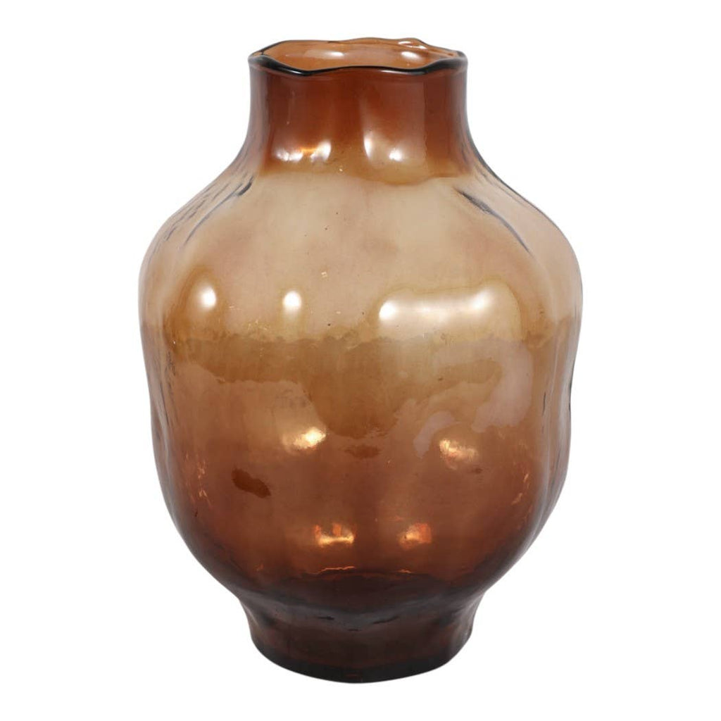 Decorative Vase - Brown Glass Round Decorative Accent, 10 in.