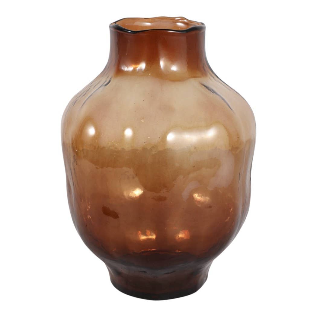 Decorative Vase - Brown Glass Round Decorative Accent, 10 in.