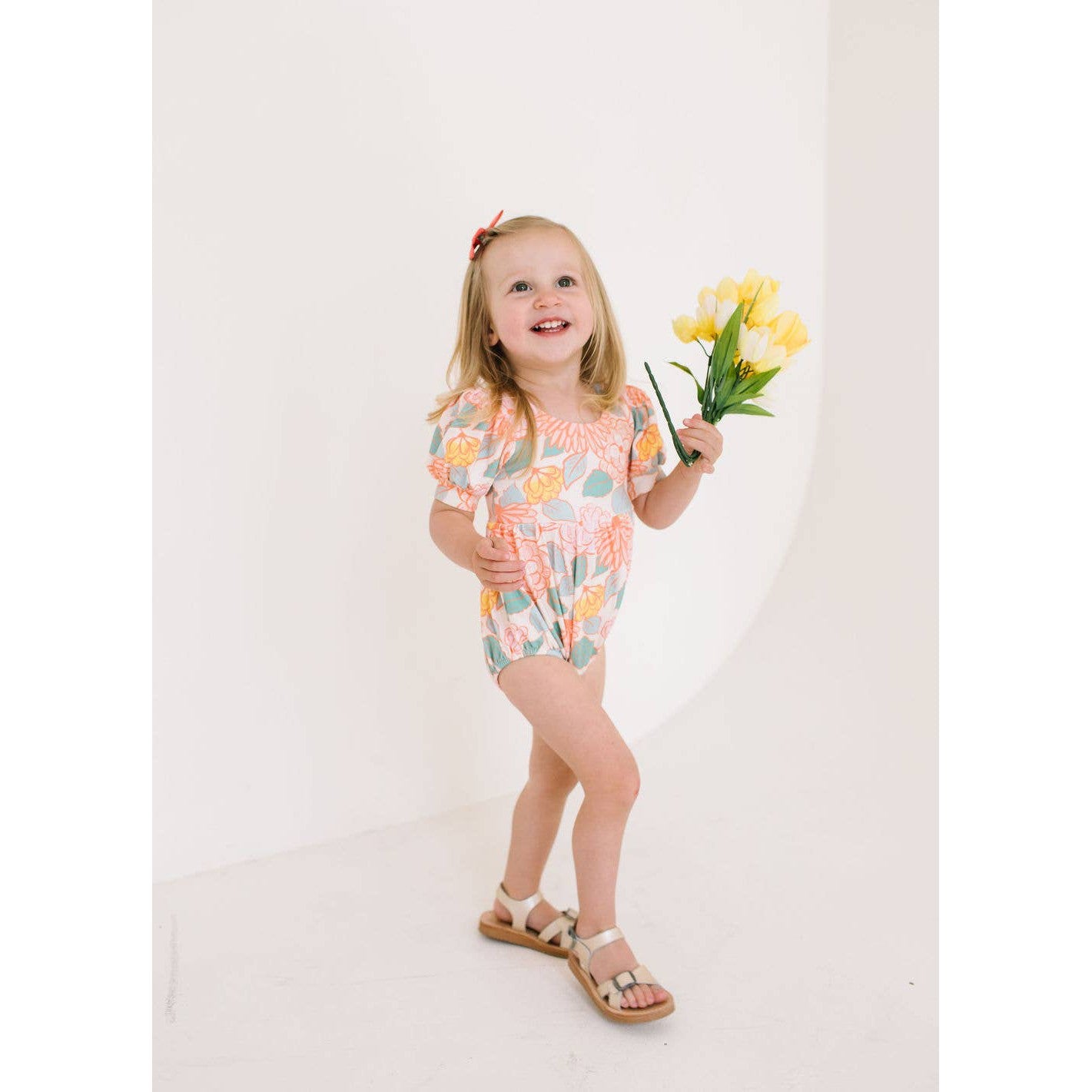 Ollie Jay Puff Baby Romper in Soft Floral