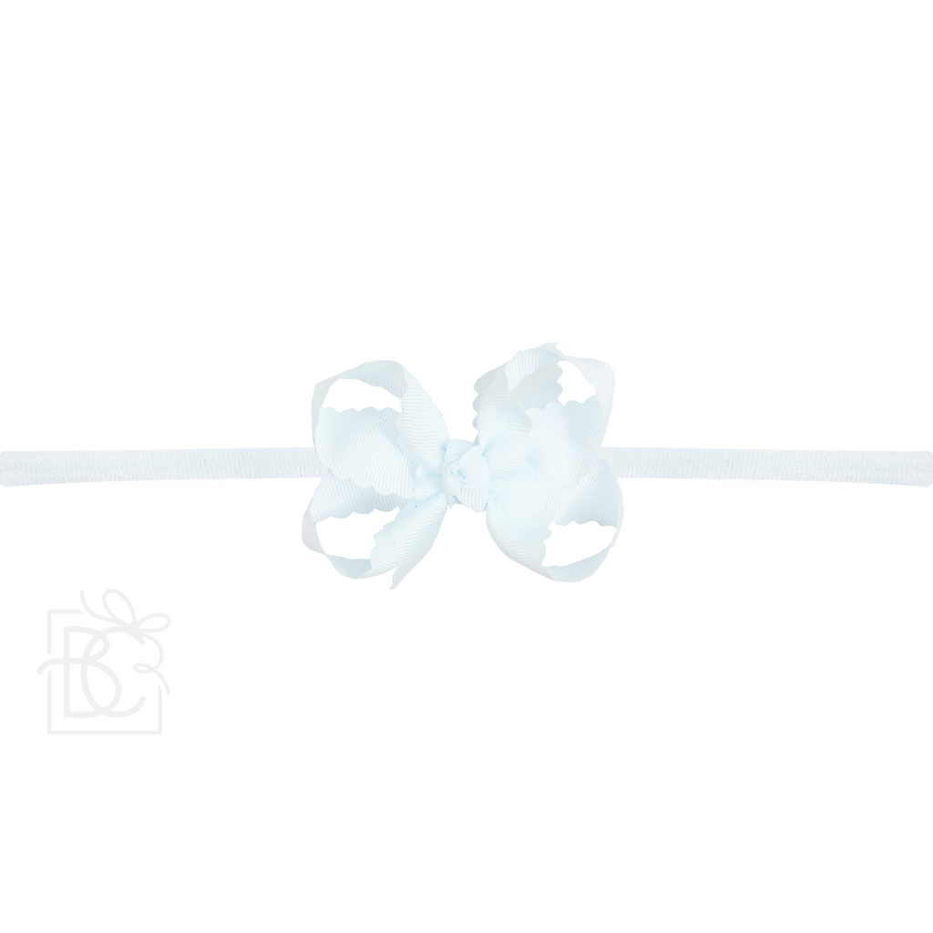 Thin Nylon Headband with Grosgrain Scalloped Edge Hair Bow