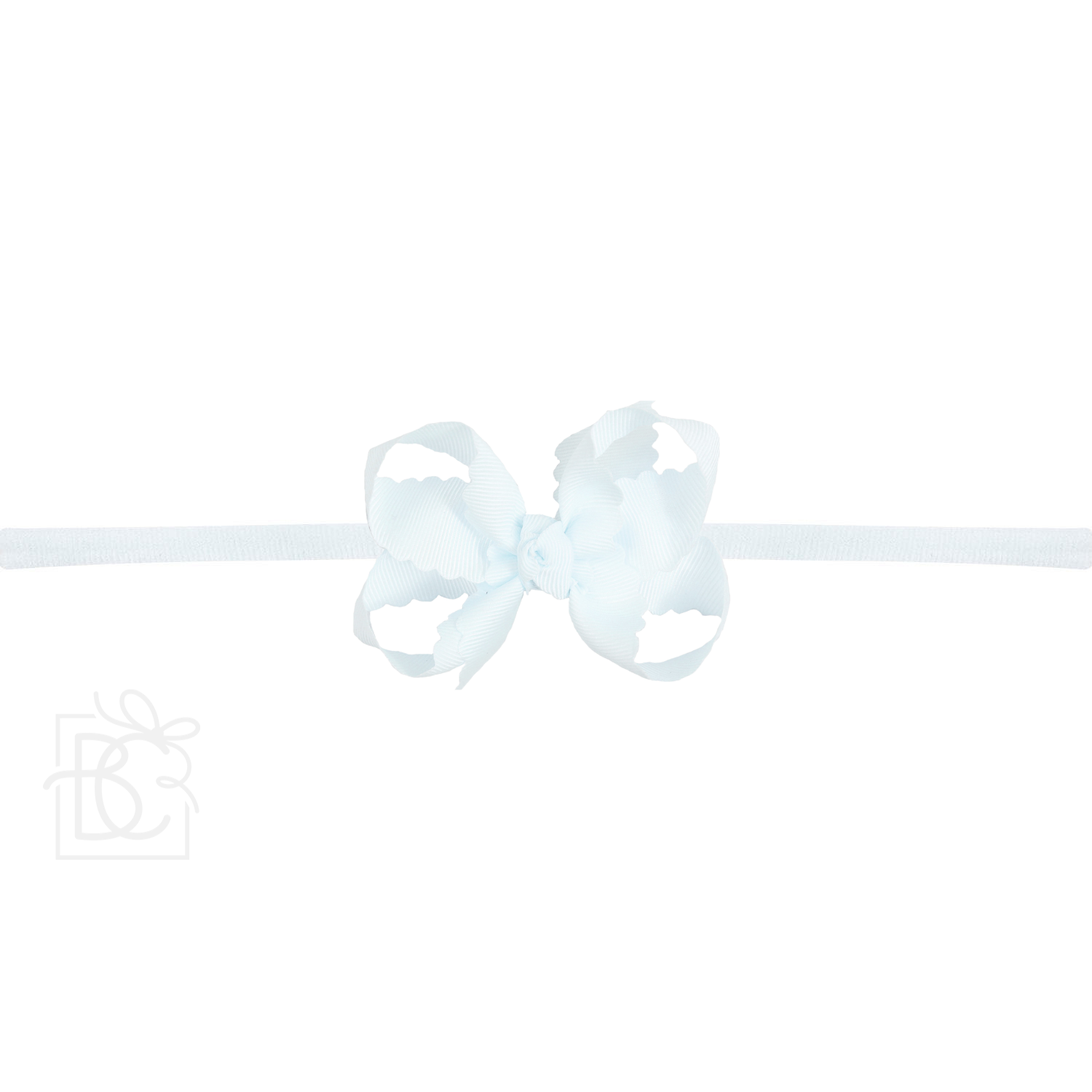 Thin Nylon Headband with Grosgrain Scalloped Edge Hair Bow