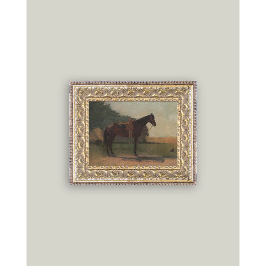 Saddled Horse Framed Antique Art