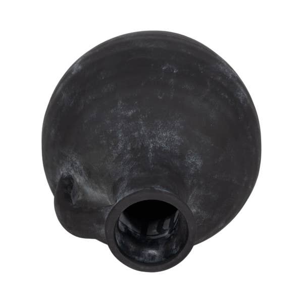 Black 12 in. Abstract Weathered Terracotta Jug with Handle
