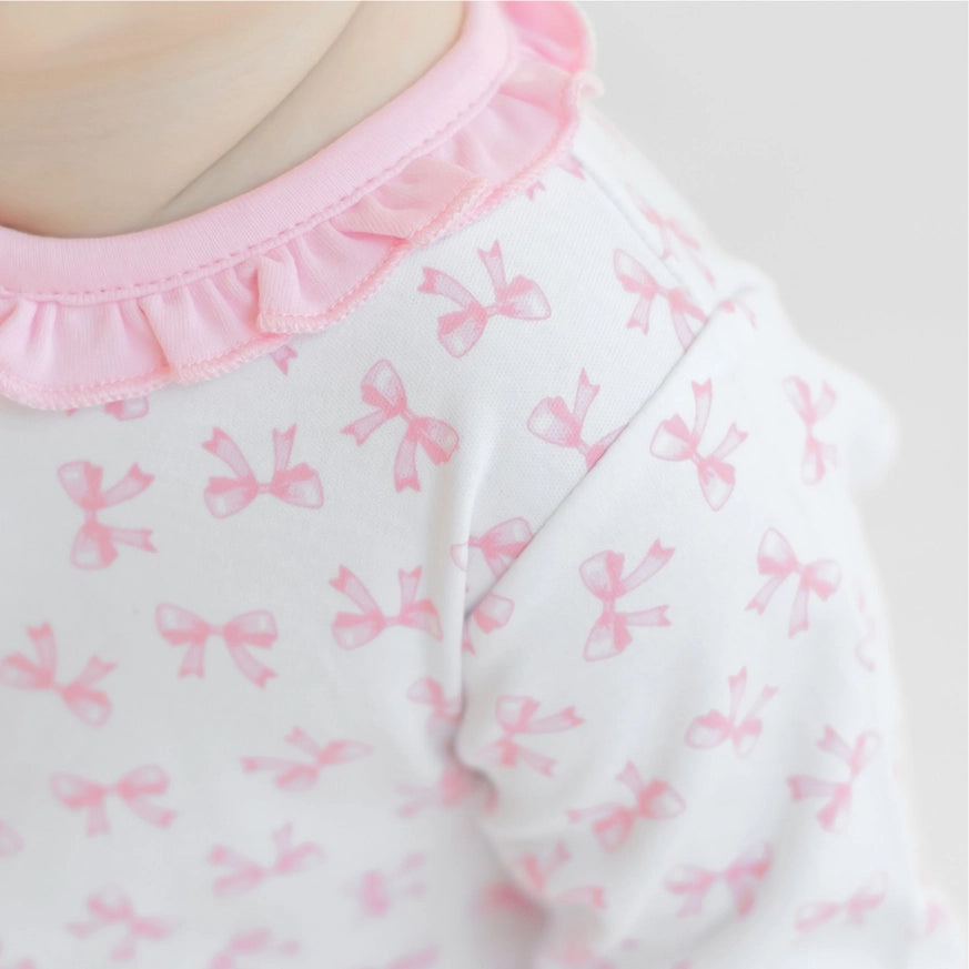 Baby Bows Printed Ruffle Footie