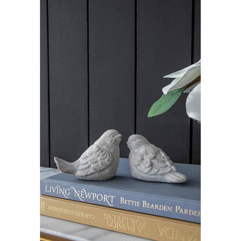 Lovebirds Cement Figurines, Set of 2