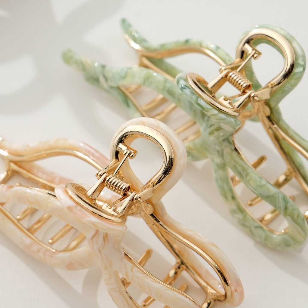 Sabrina Garden Ribbon Metal Bow Claw Clip