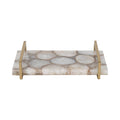Decorative Tray - Multicolor Agate with Gold Handles, 14 in.