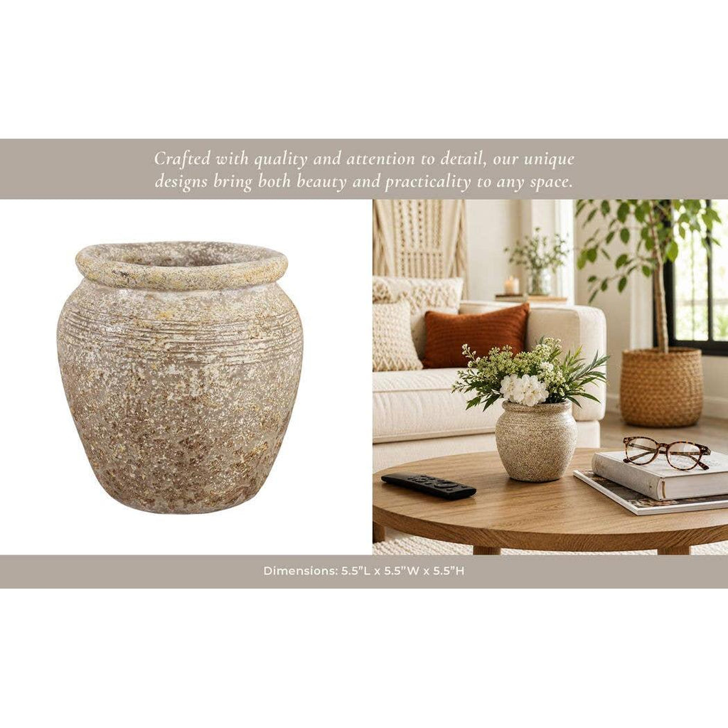 Decorative Vase - Brown/Gold Terracotta Bud Textured, 5.25 in.