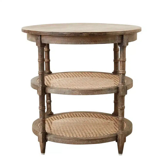 Mango Wood Table with Cane Shelves | Bridal Shower Bryn Frederick & Lewis Blount