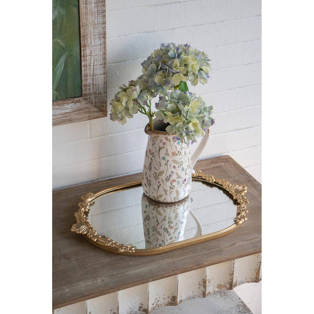 Mirror Tray with Gold Iron Floral Frame