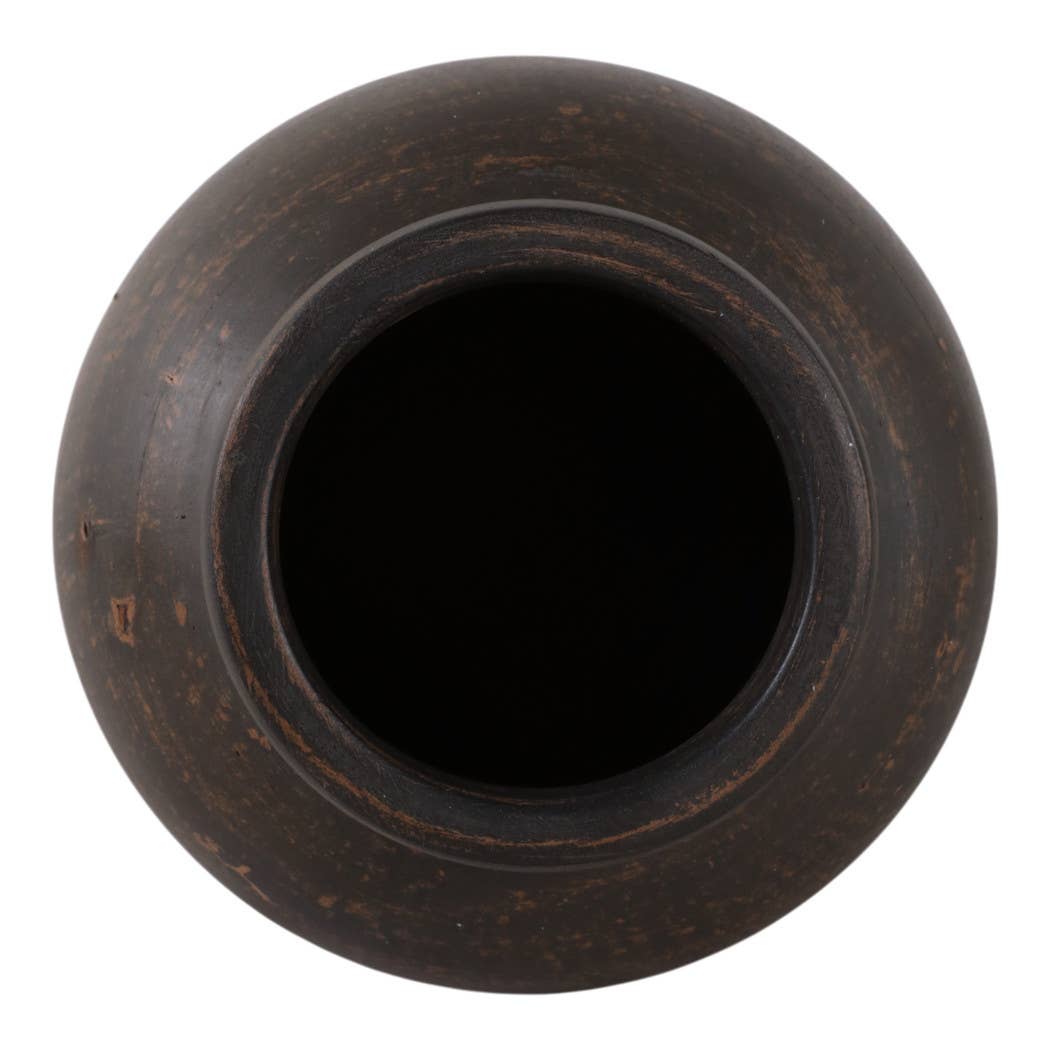 Decorative Vase - Chocolate Brown Ceramic Pottery Jug, 10 in.