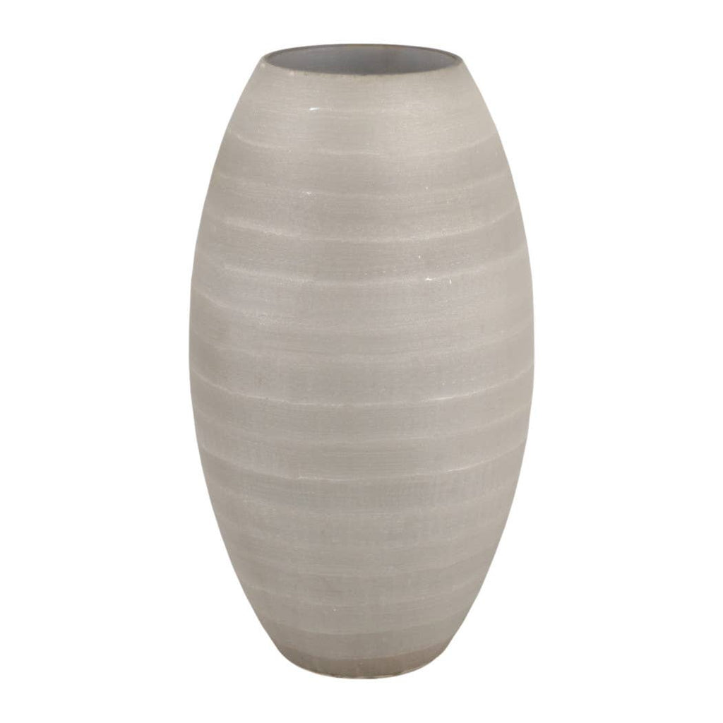 Rustic Gray Etched Glass Decorative Vase