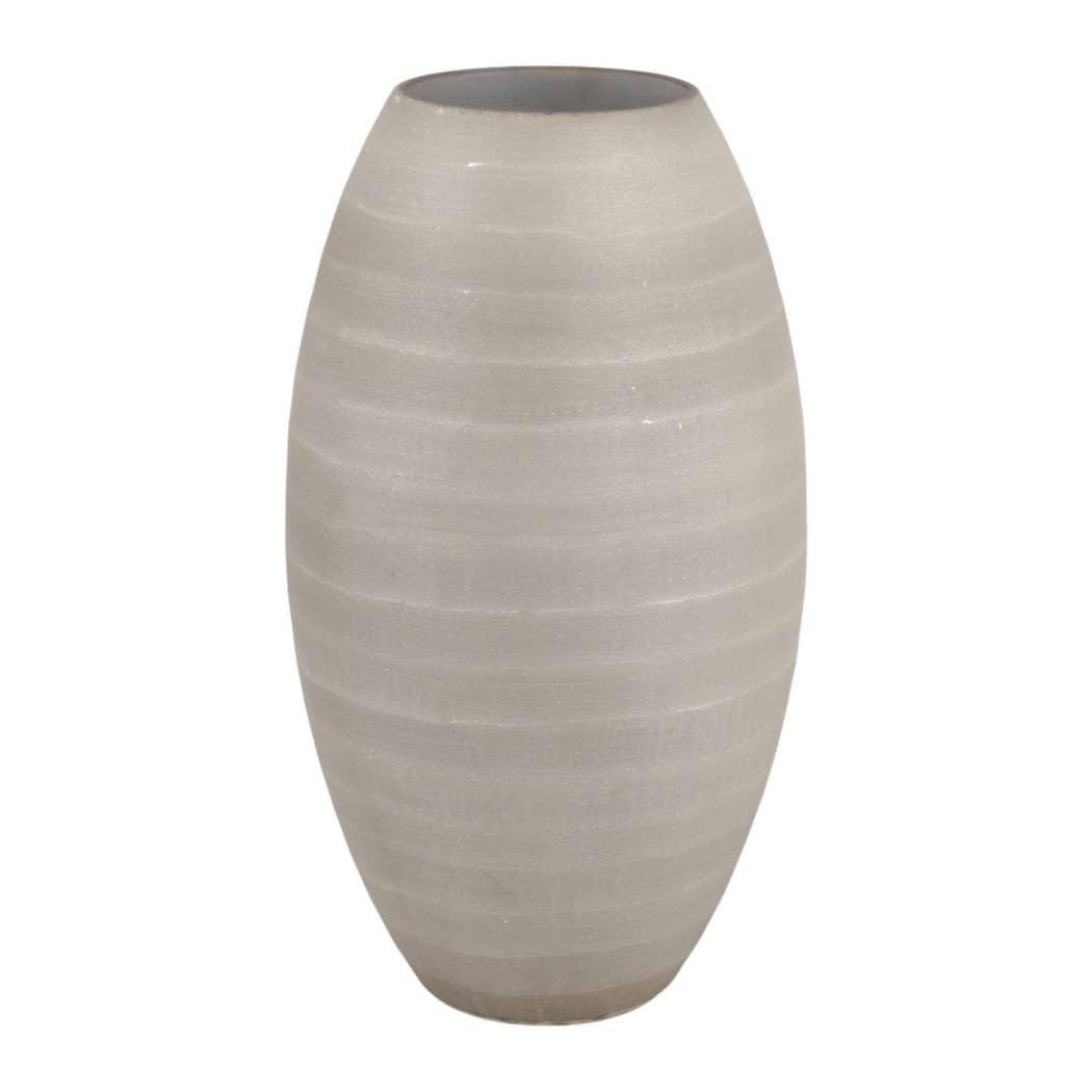 Rustic Gray Etched Glass Decorative Vase