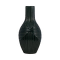 Forest Green Tribal Ribbed Ceramic Vase, 16 in.