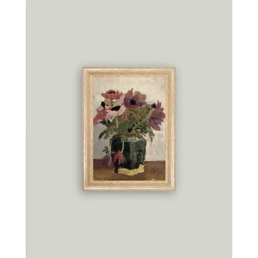 Mauve Floral Framed Antique Art