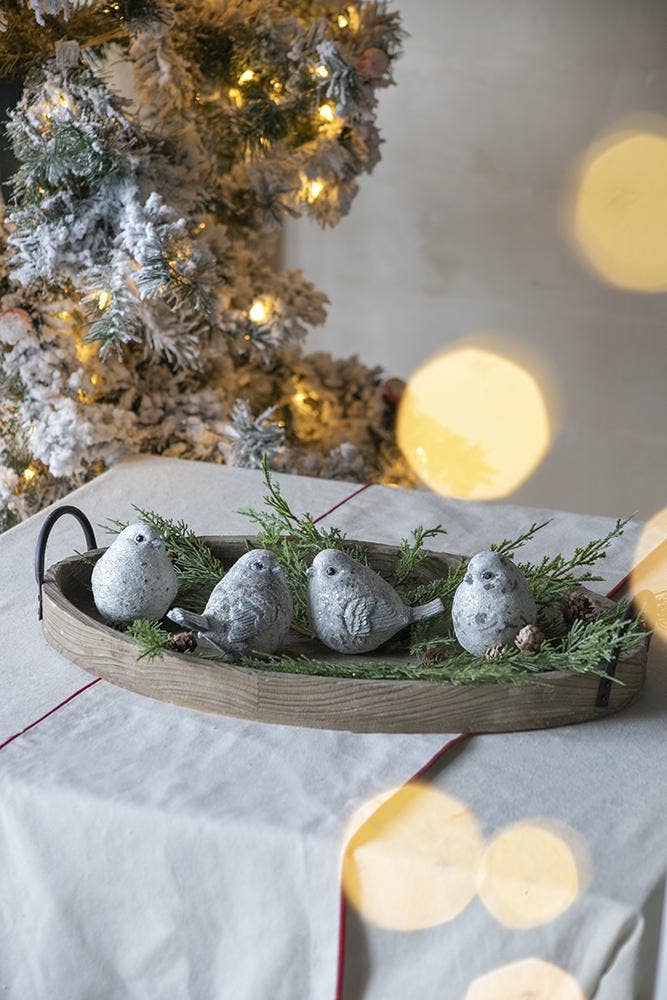 Resin Sparkly Snow Bird, Set of 4