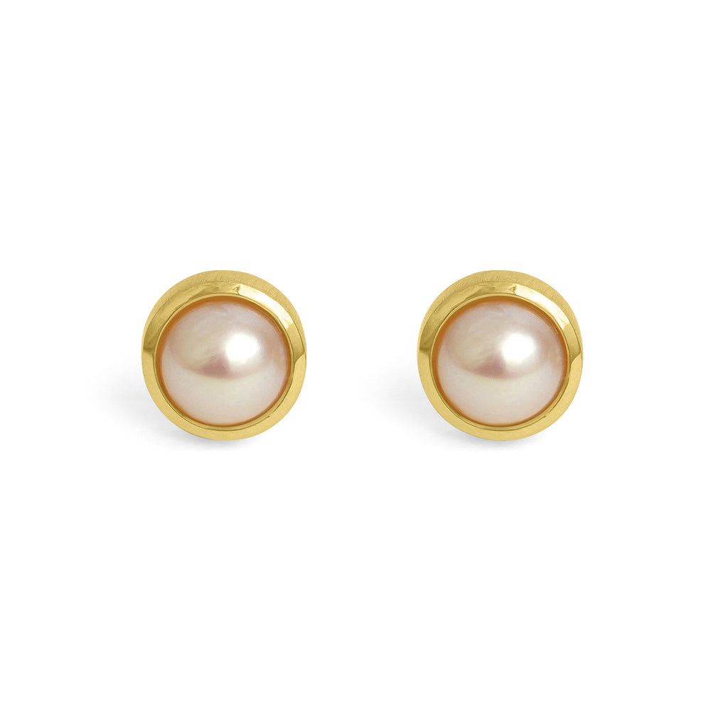 Signature Midi Studs - Gold - Pearl