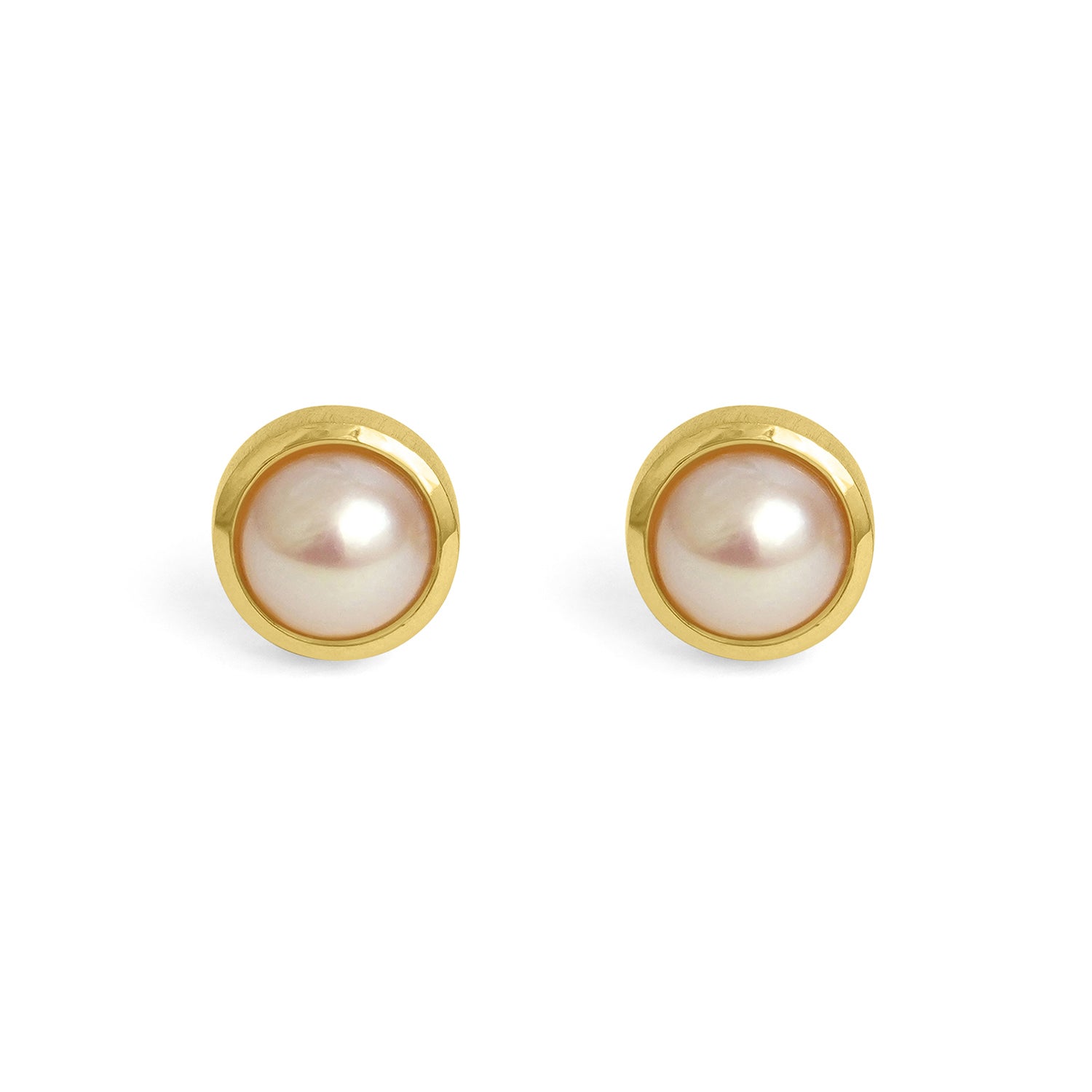 Signature Midi Studs - Gold - Pearl