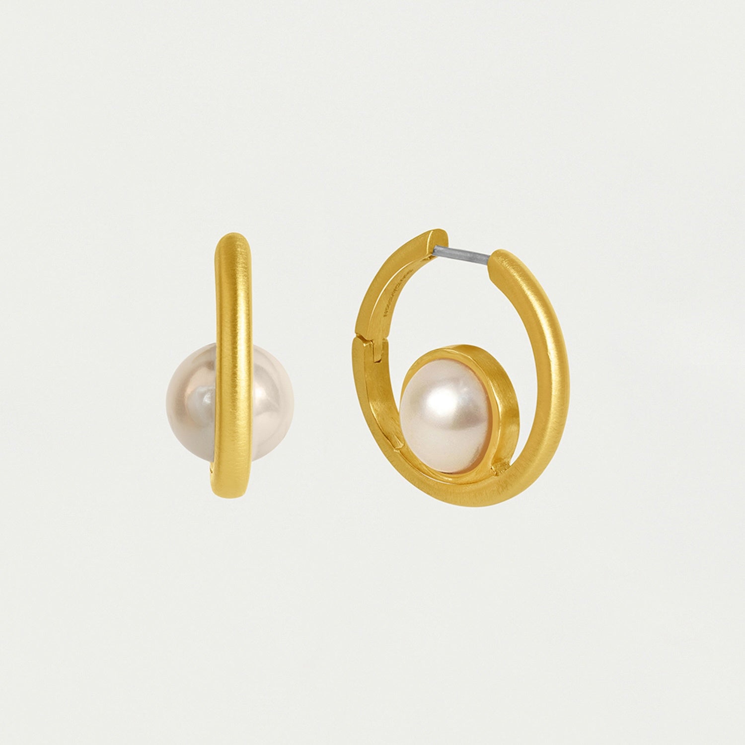 Floating Huggie Hoops - Gold/Pearl