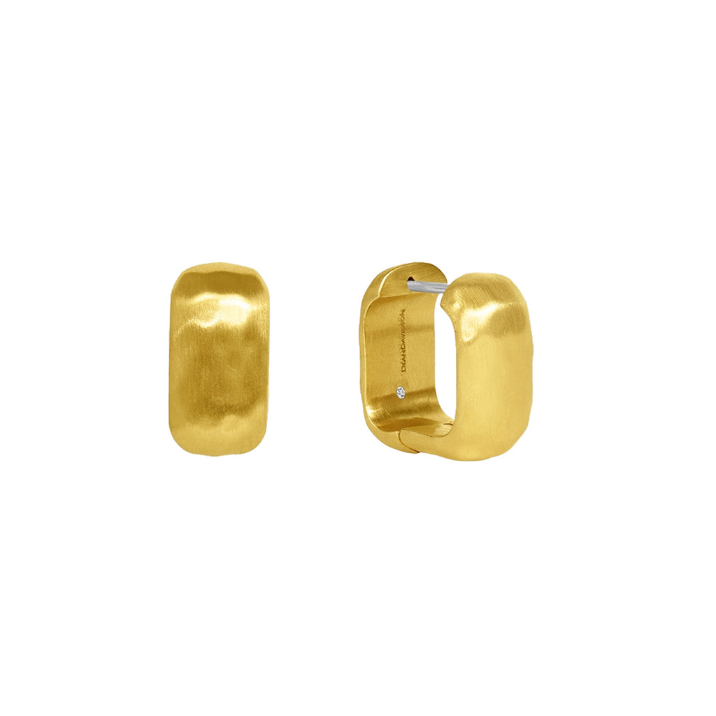 Nomad Square Huggie Hoops - Gold