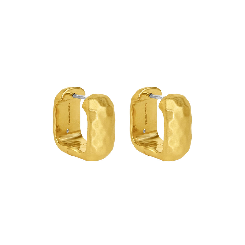 Nomad Square Huggie Hoops - Gold