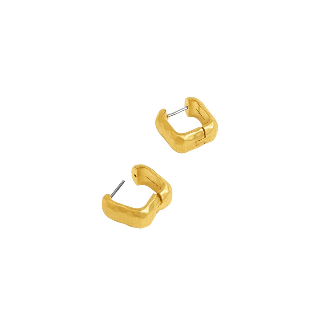 Nomad Square Huggie Hoops - Gold