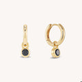 ORSAY HUGGIE HOOPS - Black CZ - Gold