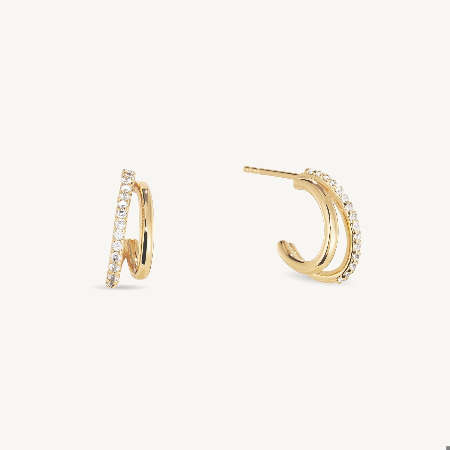 DAUPHINE LINEAR HOOPS - White CZ - Gold