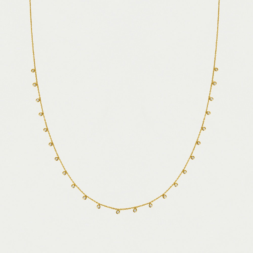 Pave Orsay Charm Necklace - Gold - White Topaz