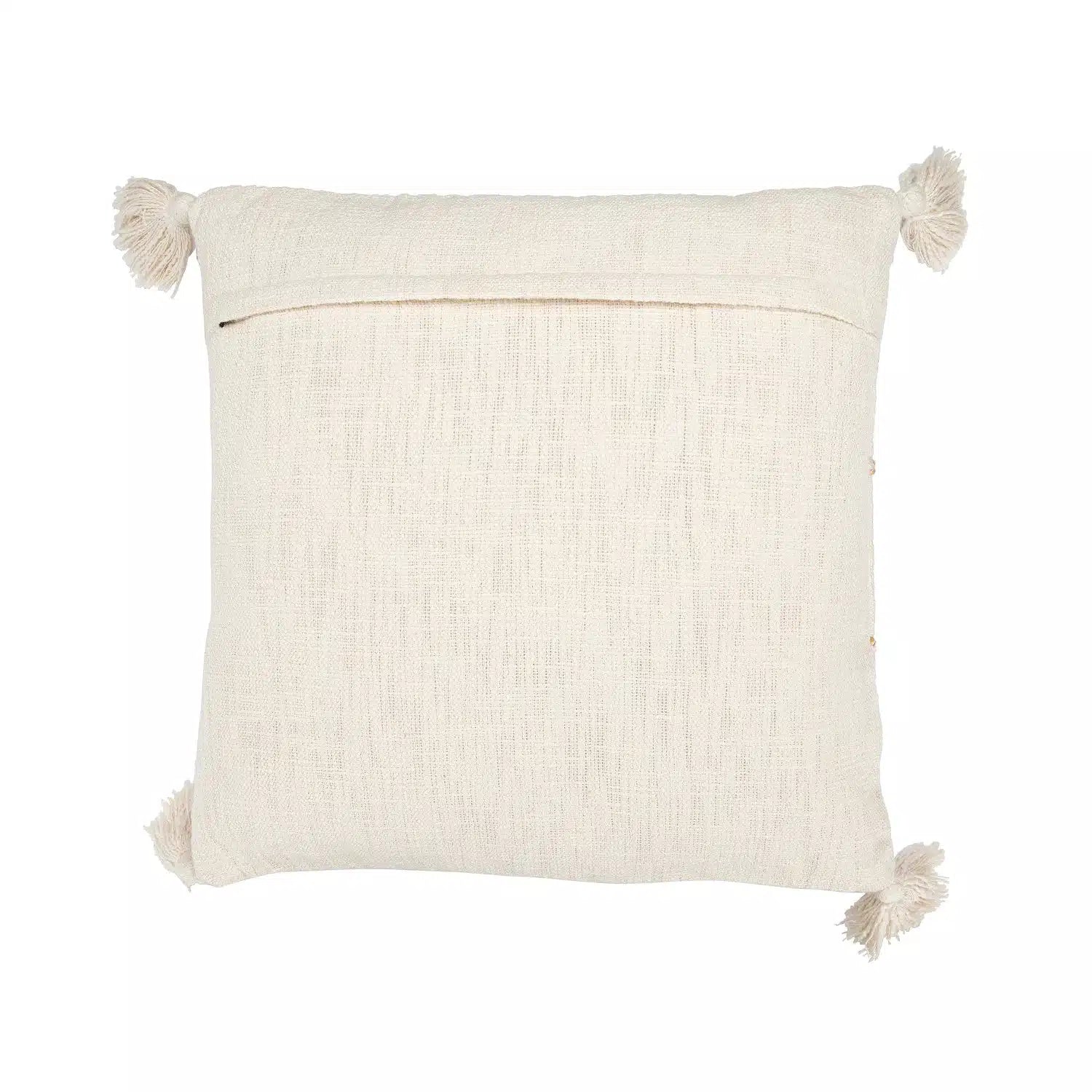 Cotton Embroidered Pillow w/ Tassels & Applique, Polyester Fill