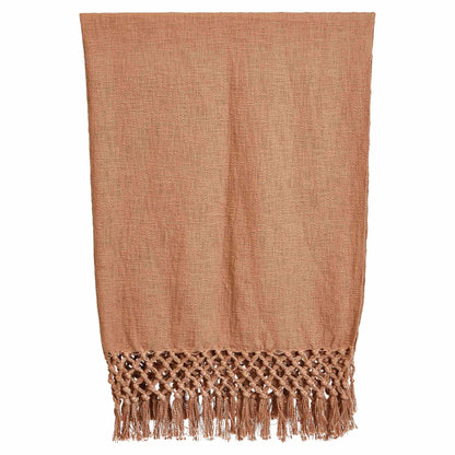 Woven Cotton Throw with Crochet and Fringe